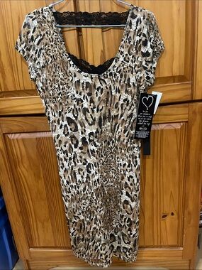 Mandee  Beige and Black Leopard-Print Midi Dress
